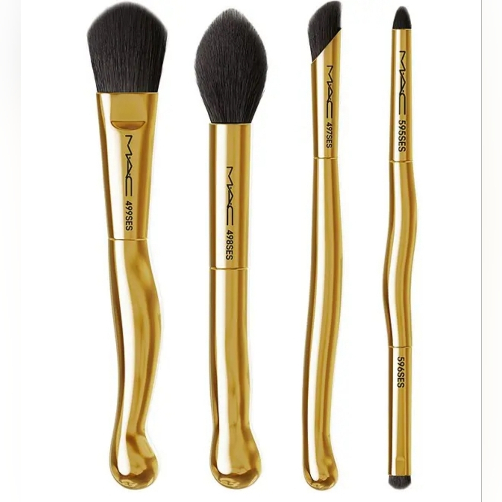 NIB MAC Cosmetics Gold Makeup Brush Set - Picture 4 of 5